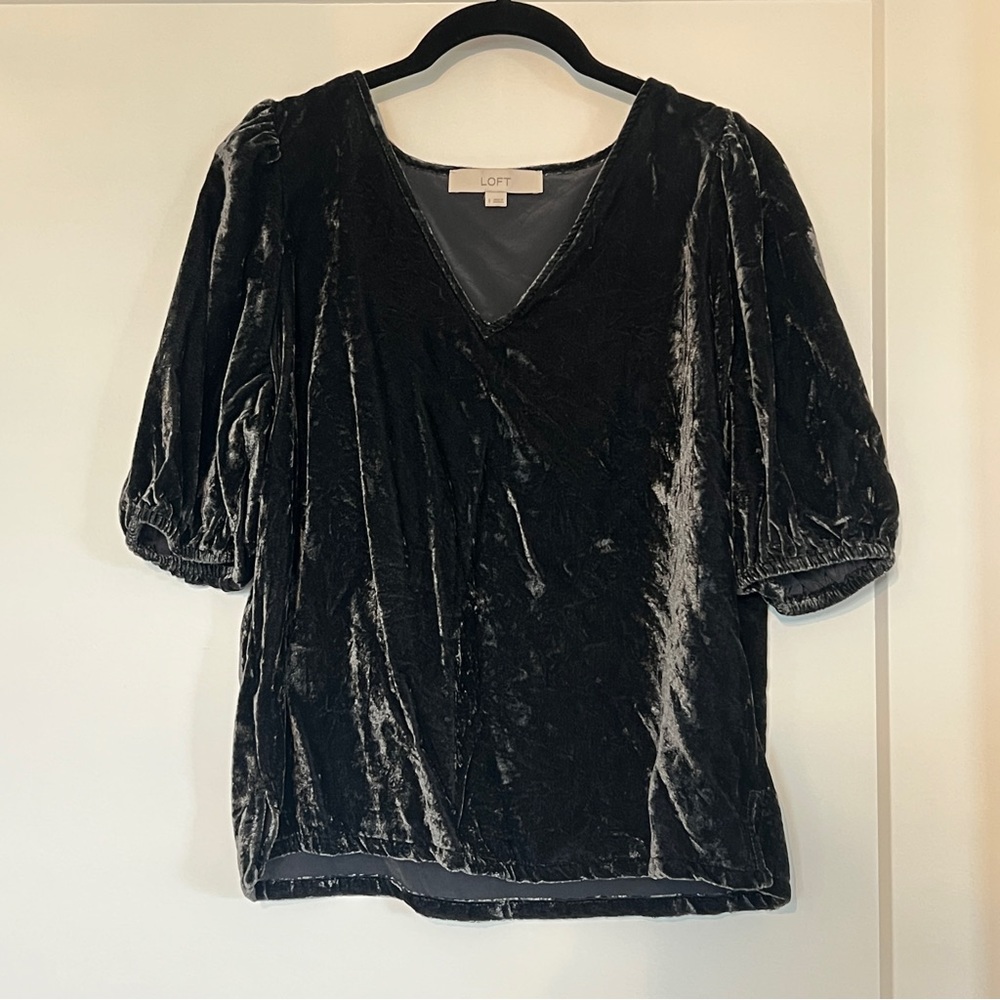 Loft Black Velvet Blouse